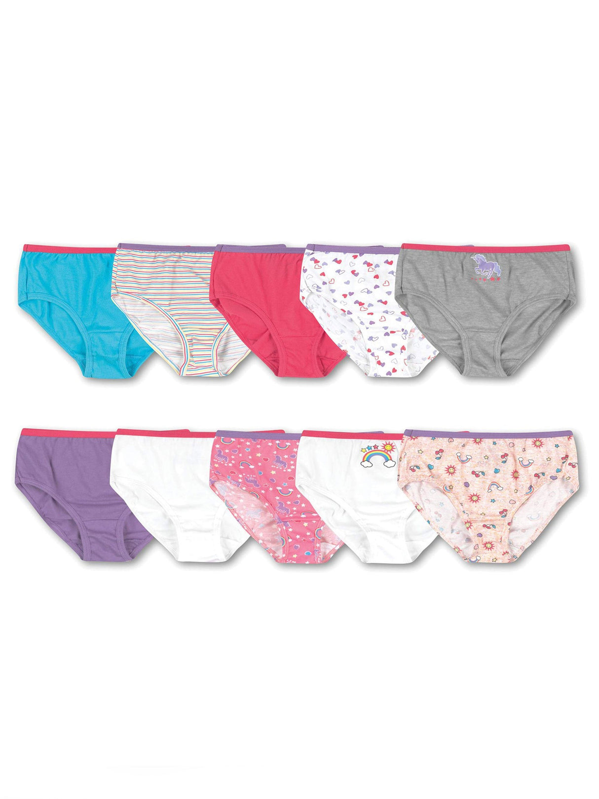 Kids Girl's 10 Pcs Printed Briefs Set,Multi