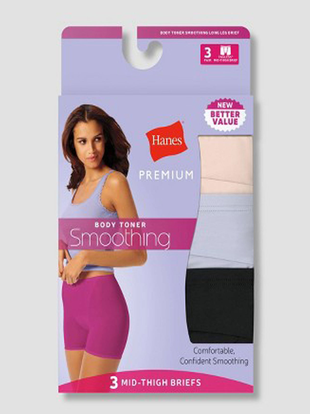 Women's 3 Pcs Mid Thigh Briefs Set,Beige/Black