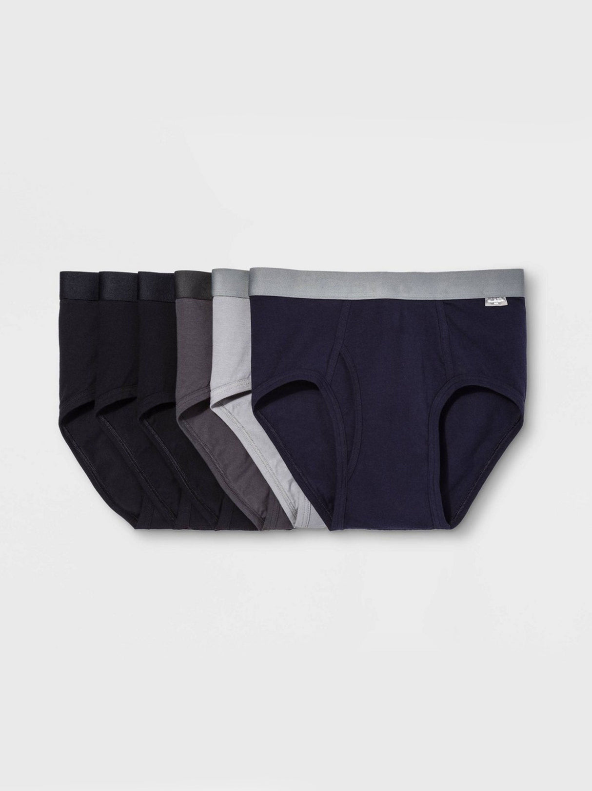 Men's 6 Pcs Plain Briefs Set,Black/Grey