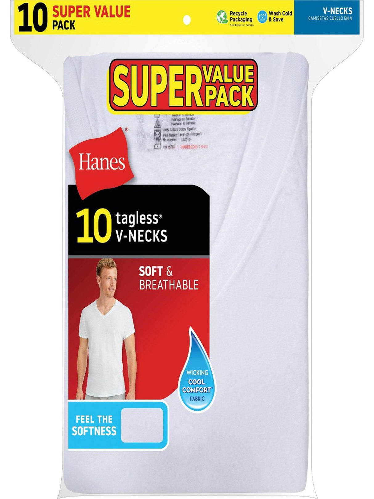 Men's 10 Pcs Plain Underwear T-Shirt Set,White