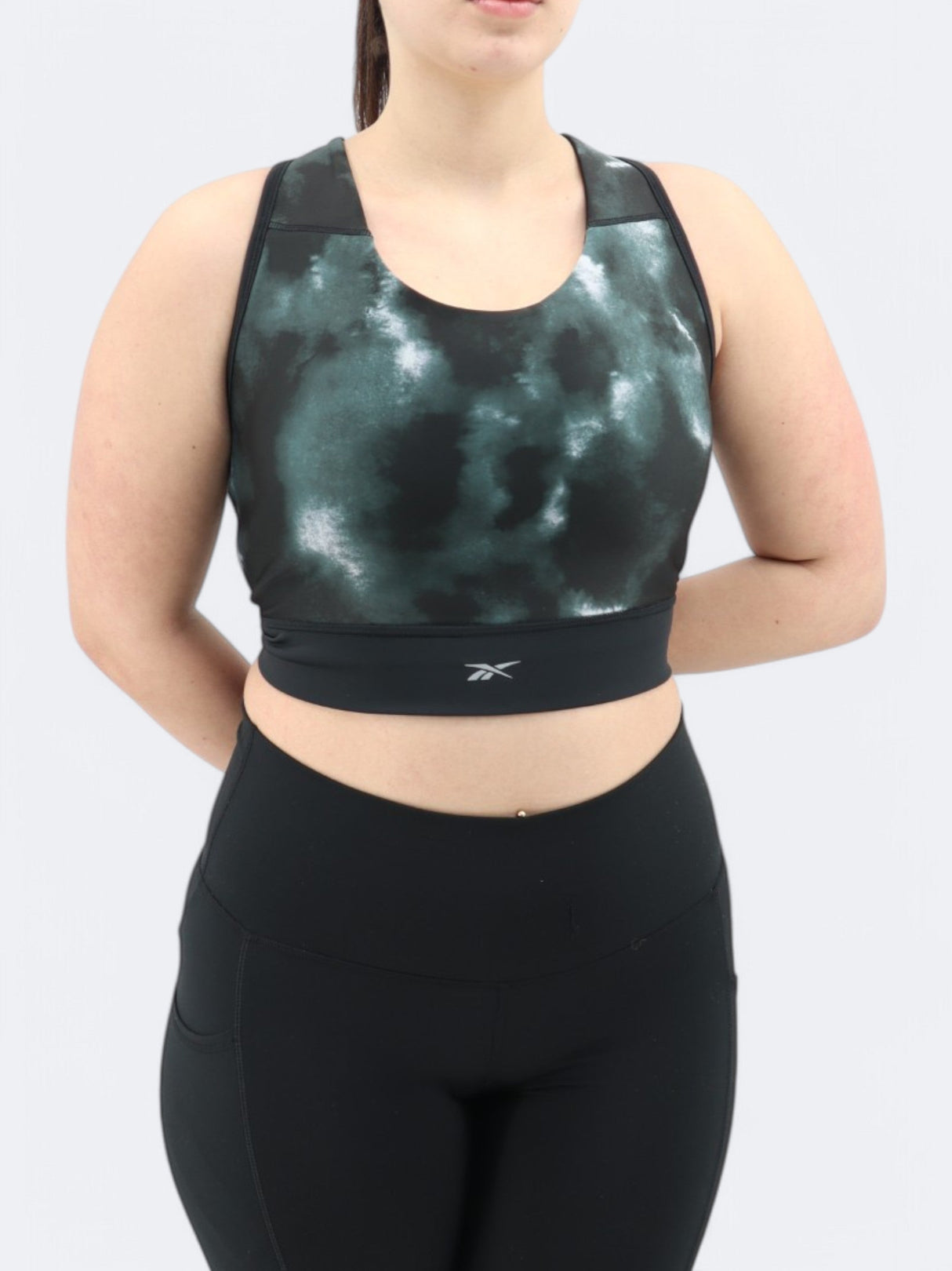 Women's Printed Sports Cropped Top,Dark Green