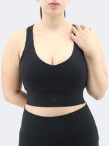 Women's Ribbed Sports Cropped Top,Black