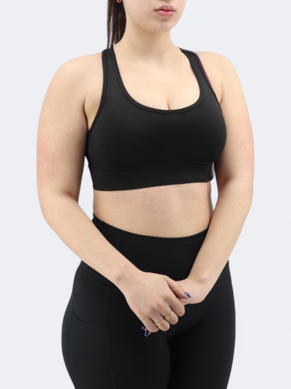 Women's Plain Sports Cropped Top,Black