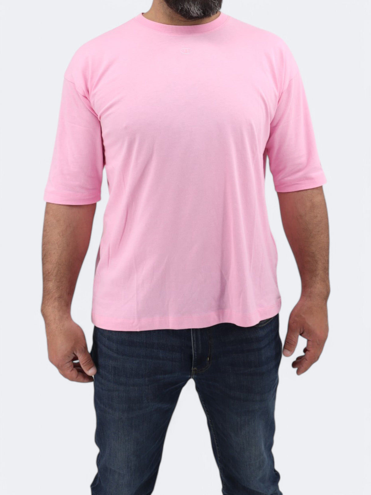 Men's Brand Logo Embroidered T-Shirt,Pink
