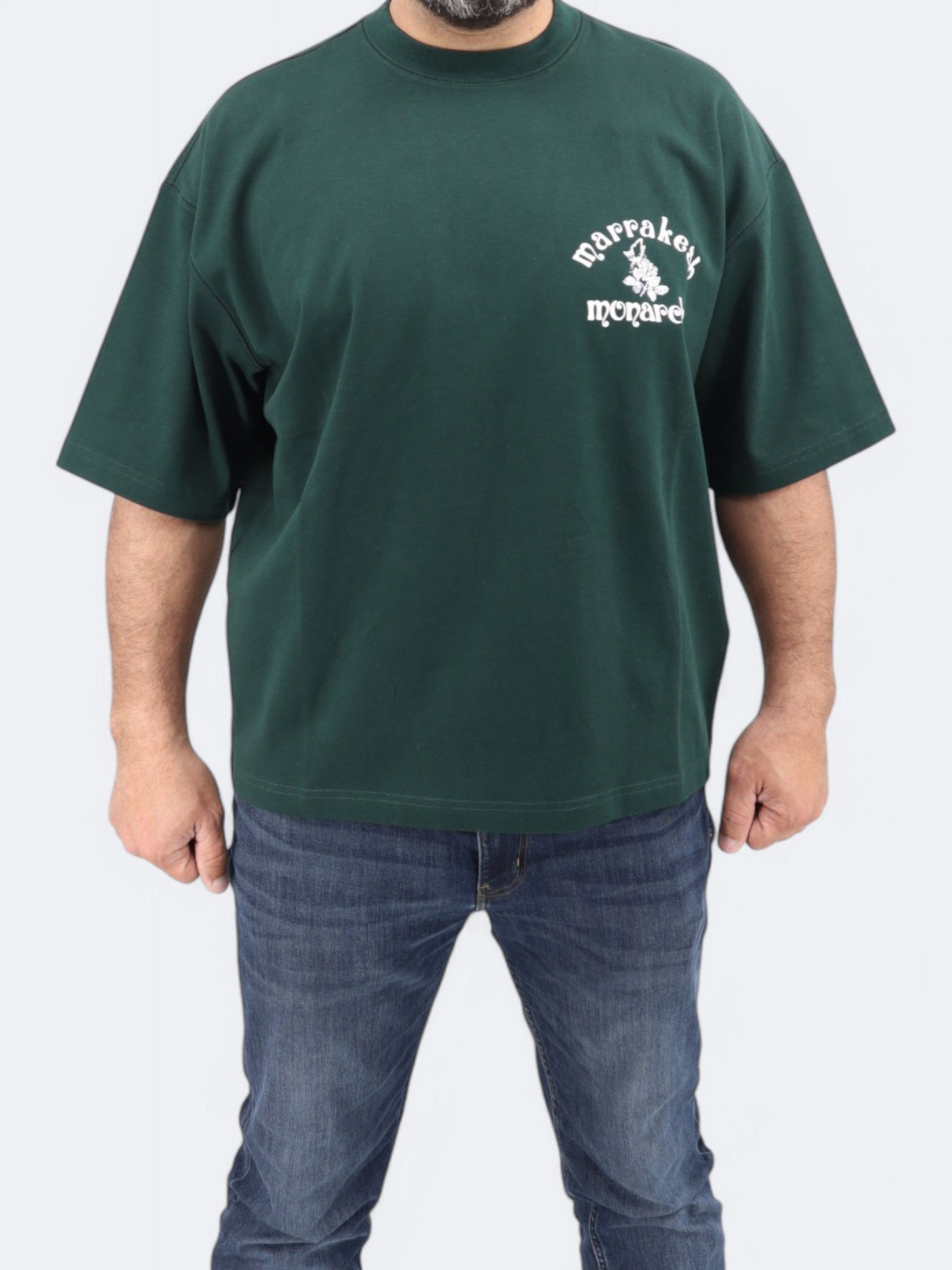 Men's Back Graphic Printed T-Shirt,Dark Green