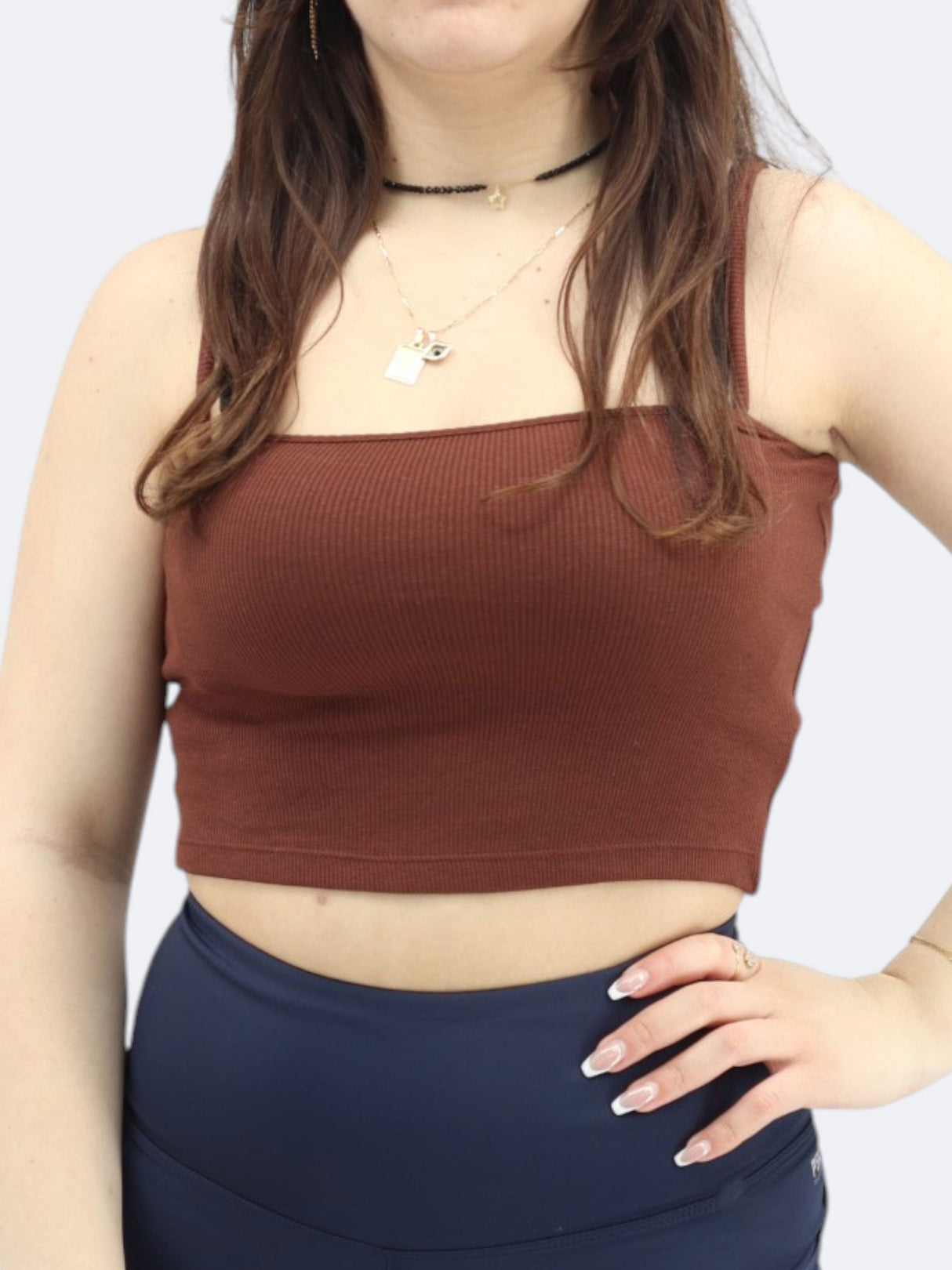 Image for Women's Plain Cropped Top,Brown