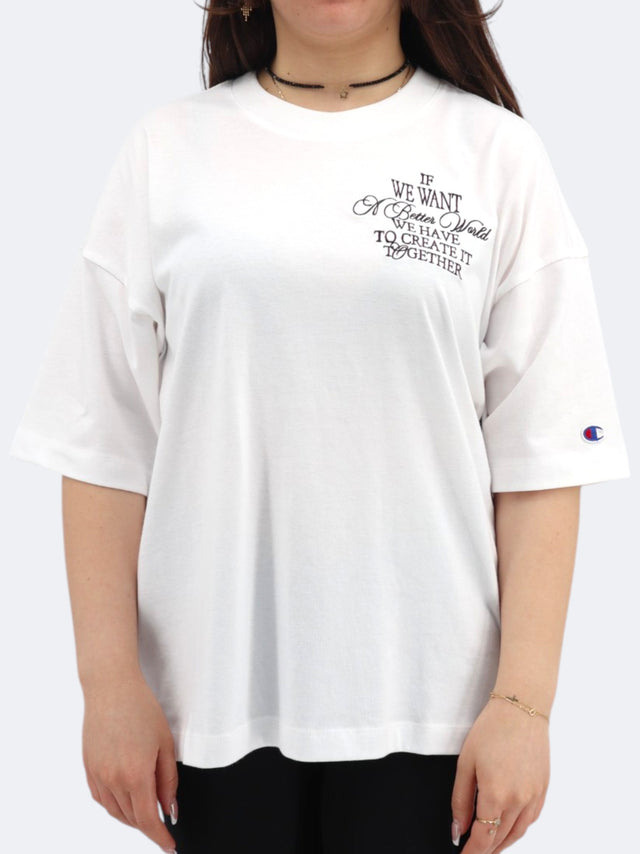 Image for Women's Oversized Embroidered T-Shirt,White