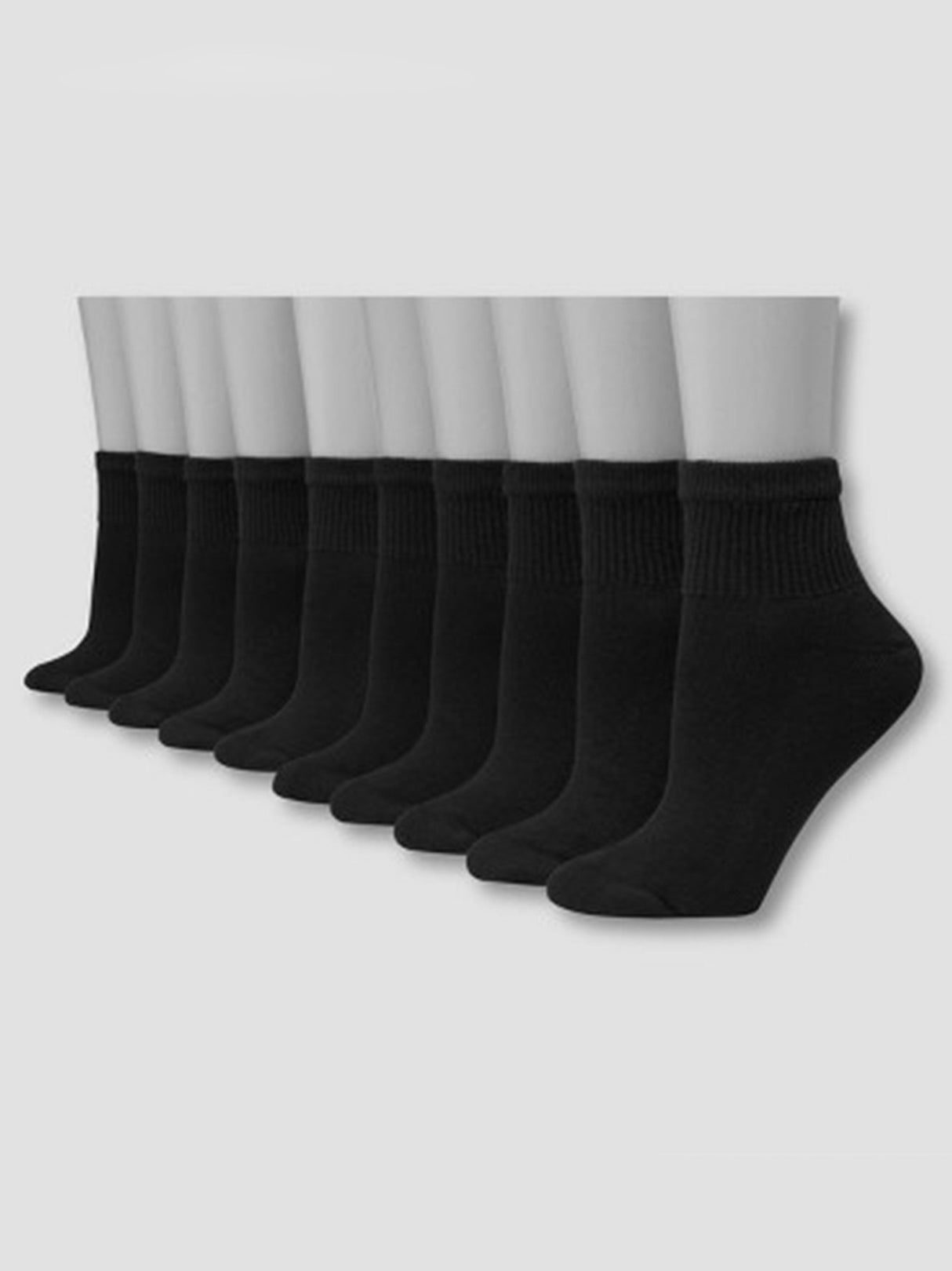 Women's 10 Pairs Ankle Socks,Black