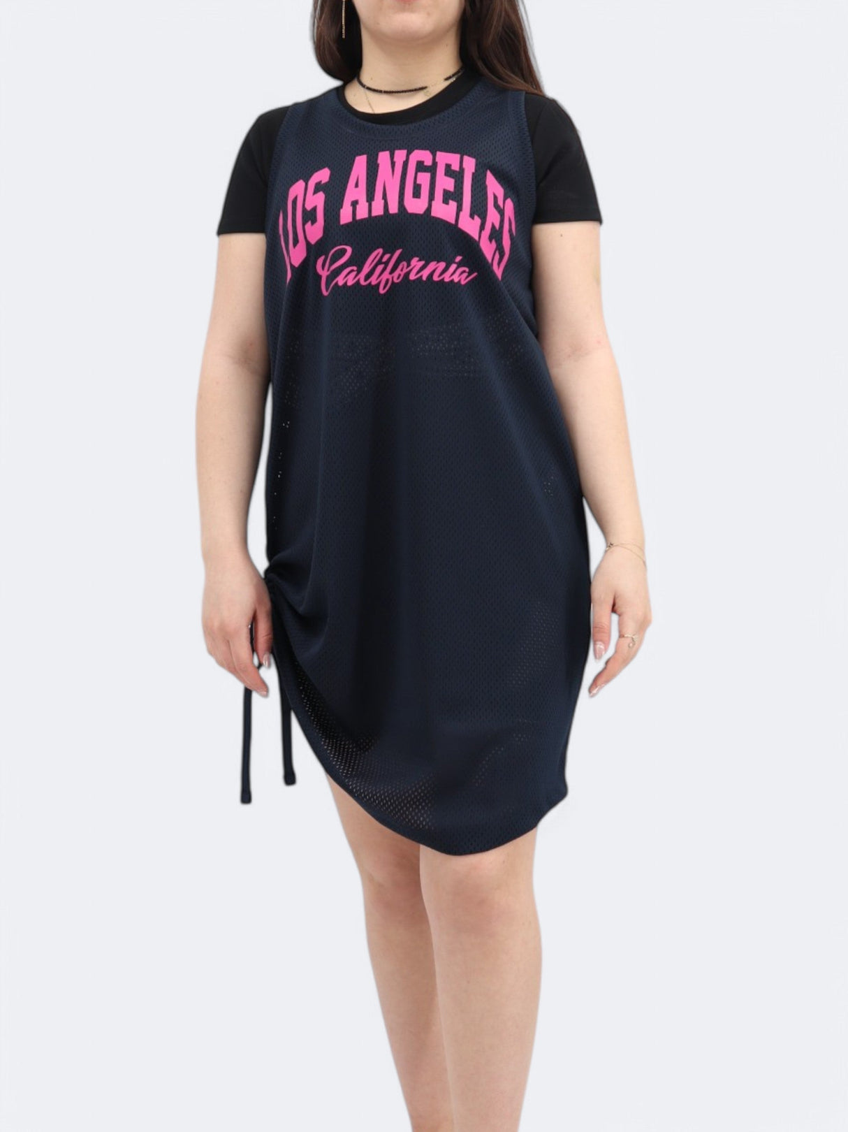 Women's Printed Mesh Tank Dress,Navy