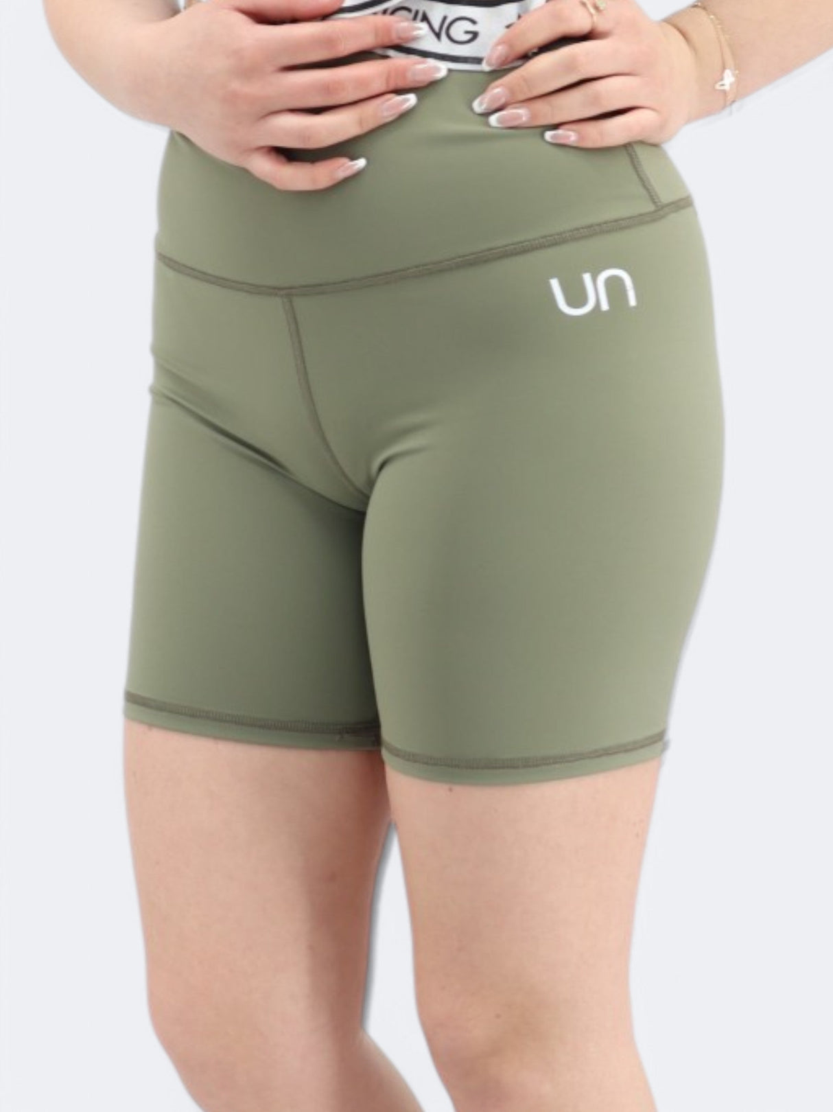 Women's Brand Logo Printed Short Leggings,Olive