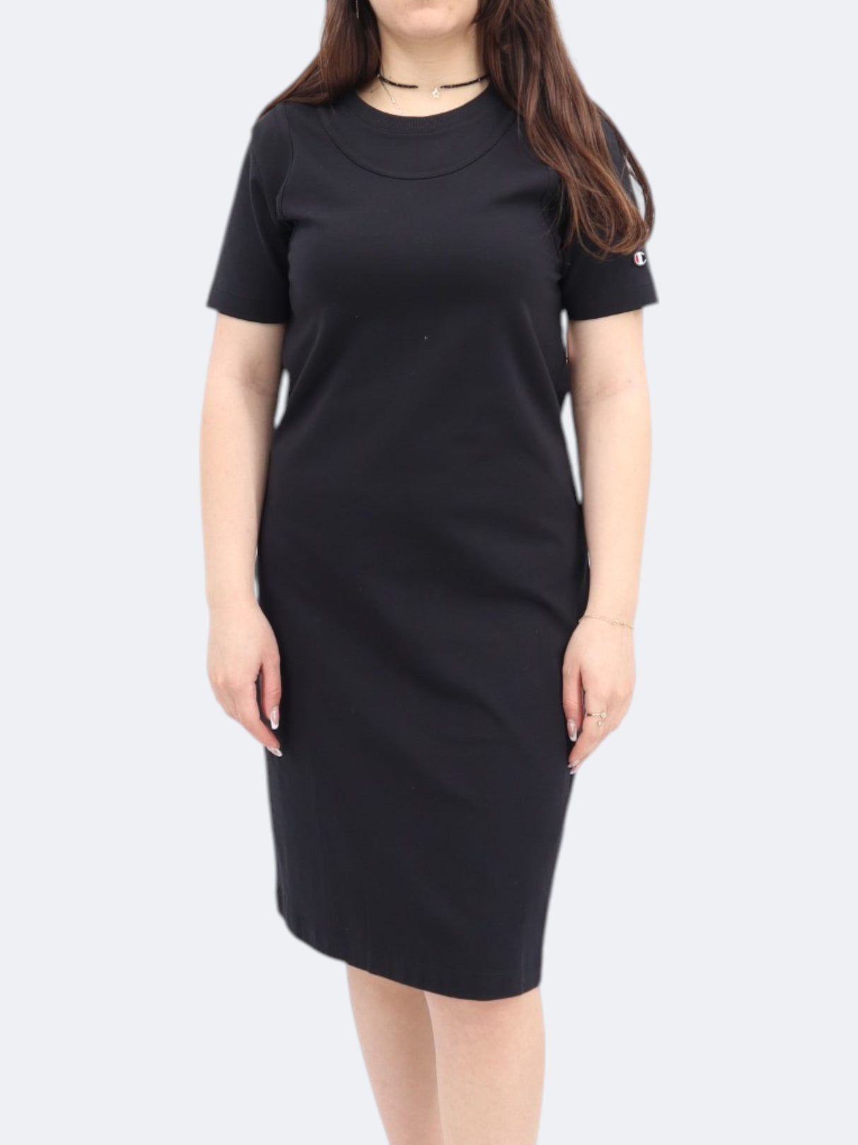 Women's Plain Sports Shirt Dress,Black