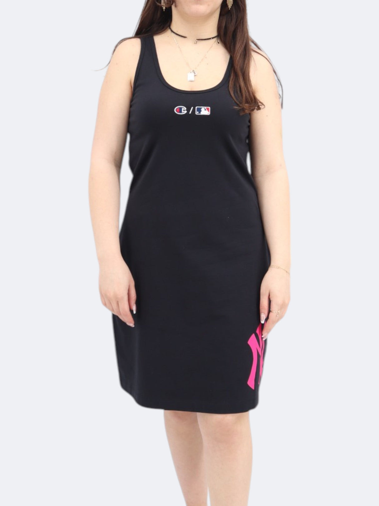 Women's Brand Logo Embroidered Sports Tank Dress,Black