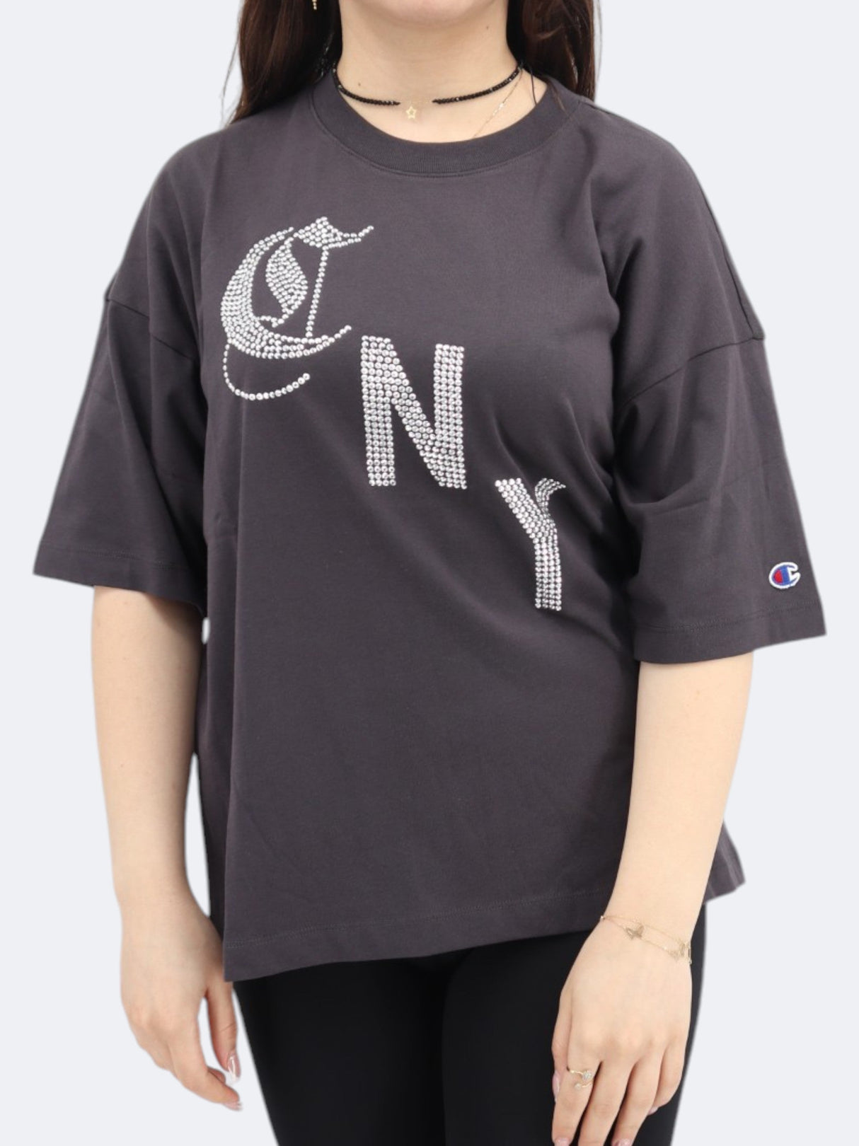 Women's Embellished T-Shirt,Dark Grey
