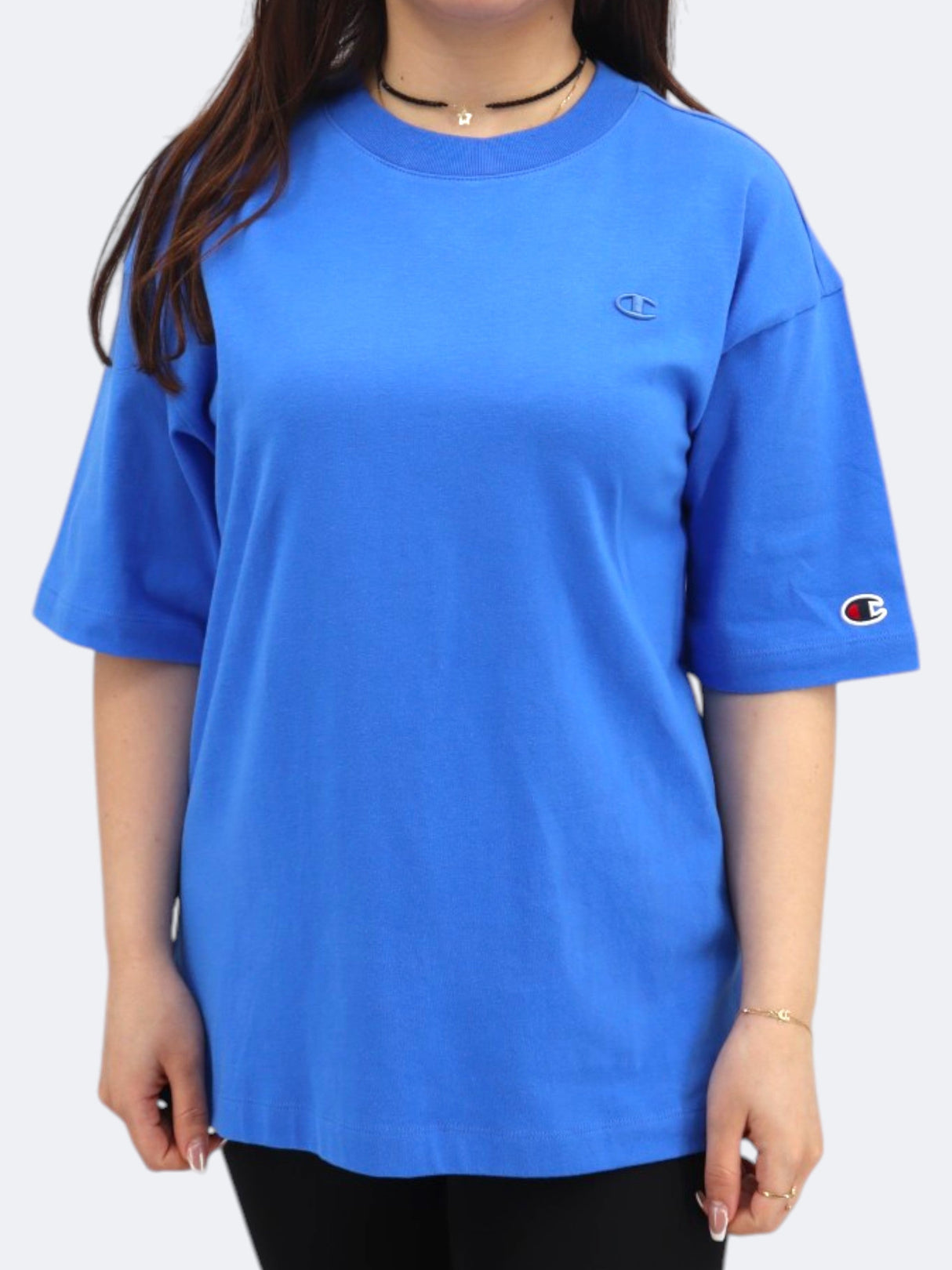 Women's Brand Logo Embroidered T-Shirt,Blue