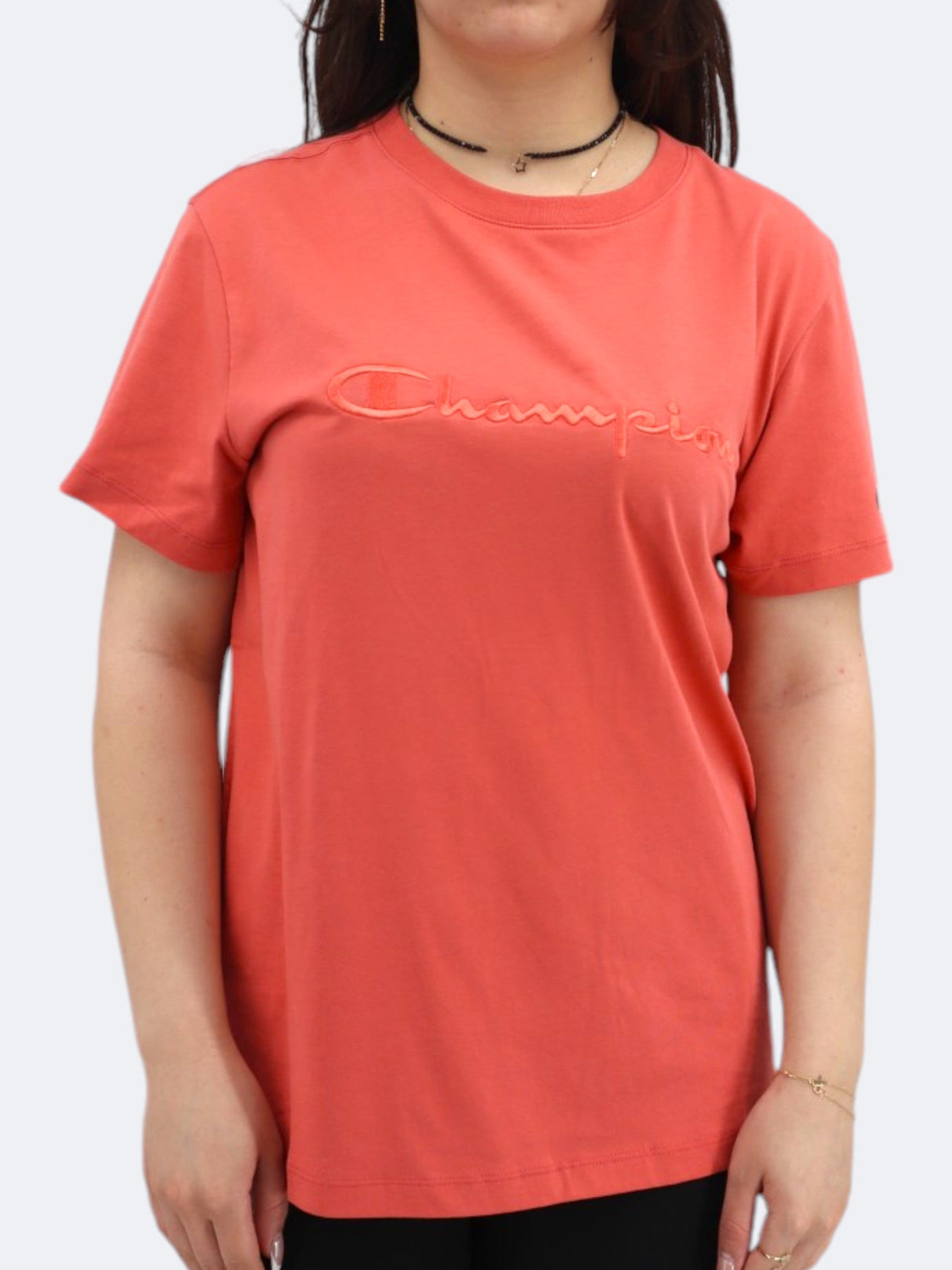 Women's Brand Logo Embroidered T-Shirt,Burnt Orange