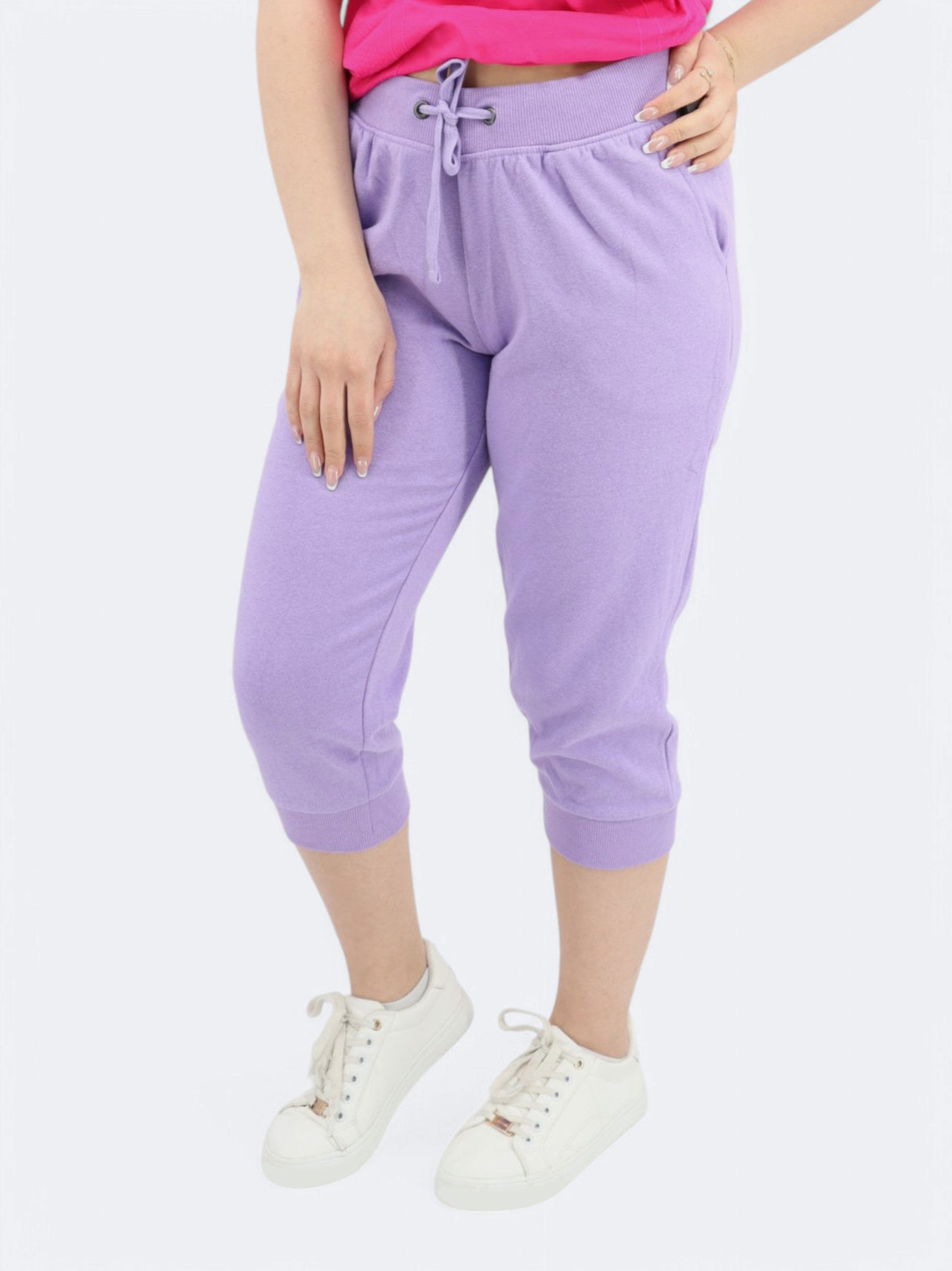Women's Plain Capri Joggers,Purple