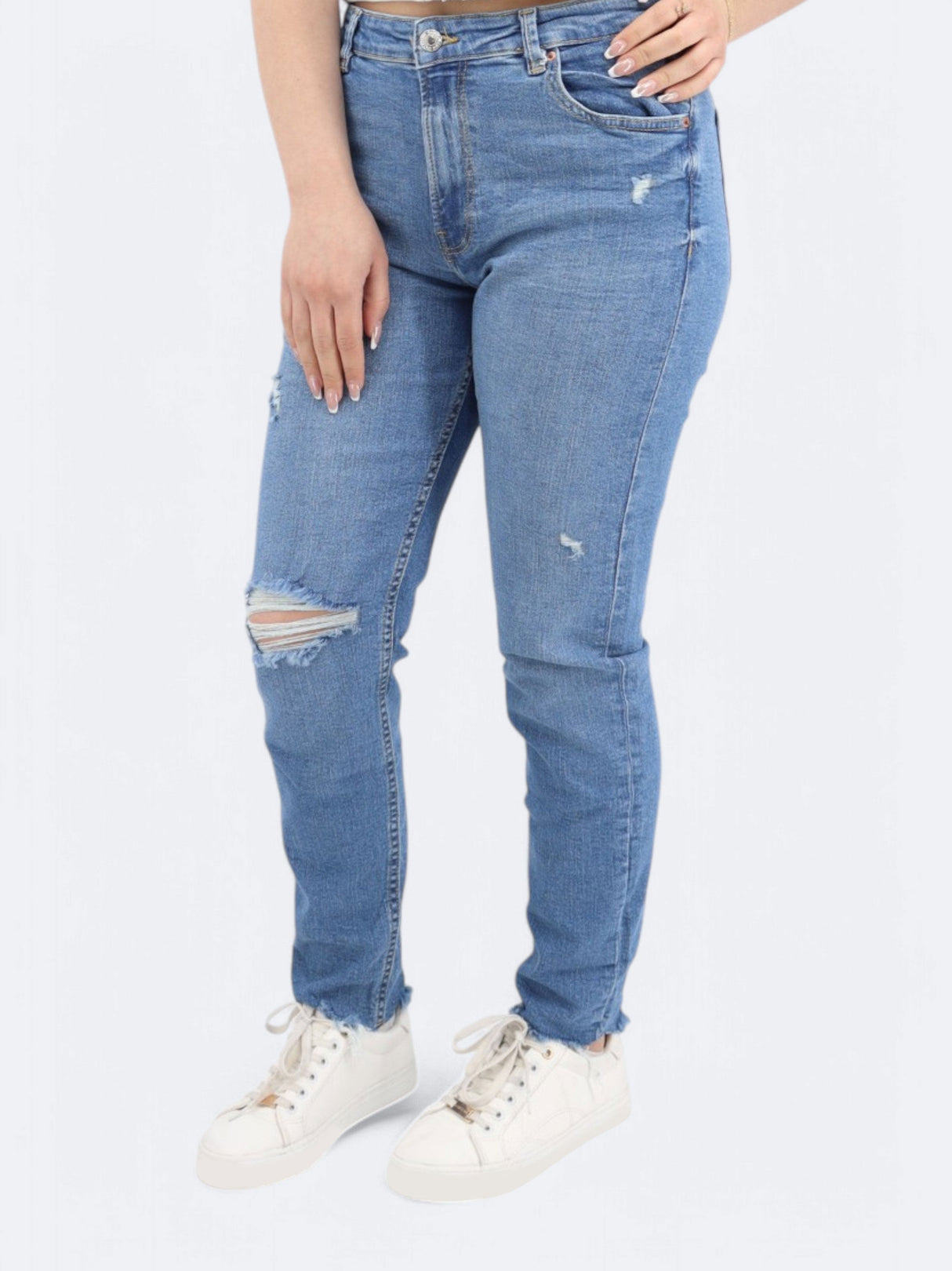 Women's Ripped Washed Jeans,Blue