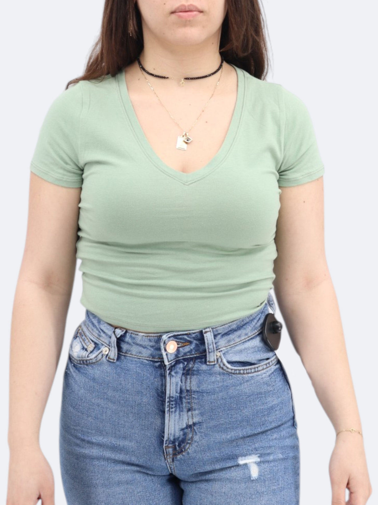 Women's Plain Cropped T-Shirt,Green
