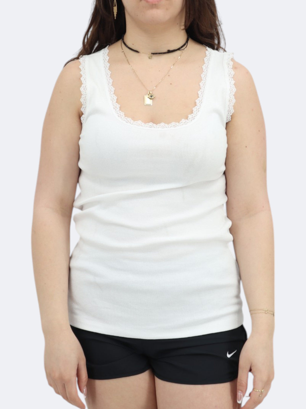 Women's Lace Trim Sleepwear Top,White