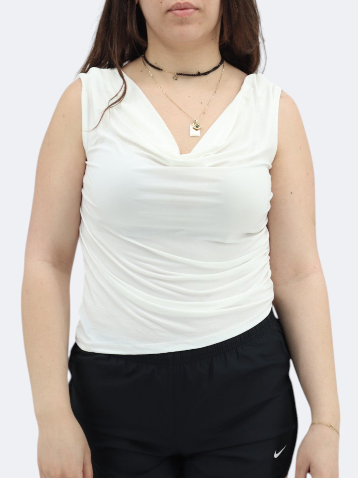 Women's Side Ruched Top,Off White