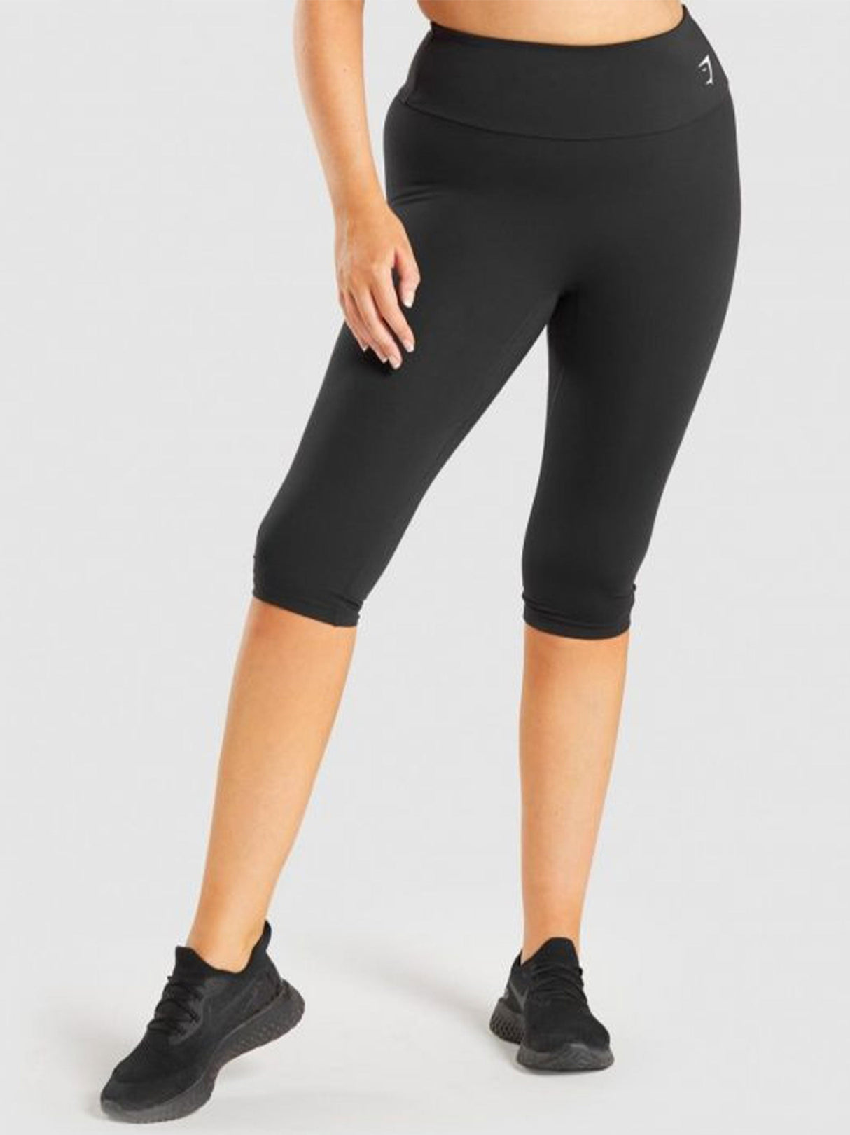 Women's Brand Logo Printed Capri Leggings,Black