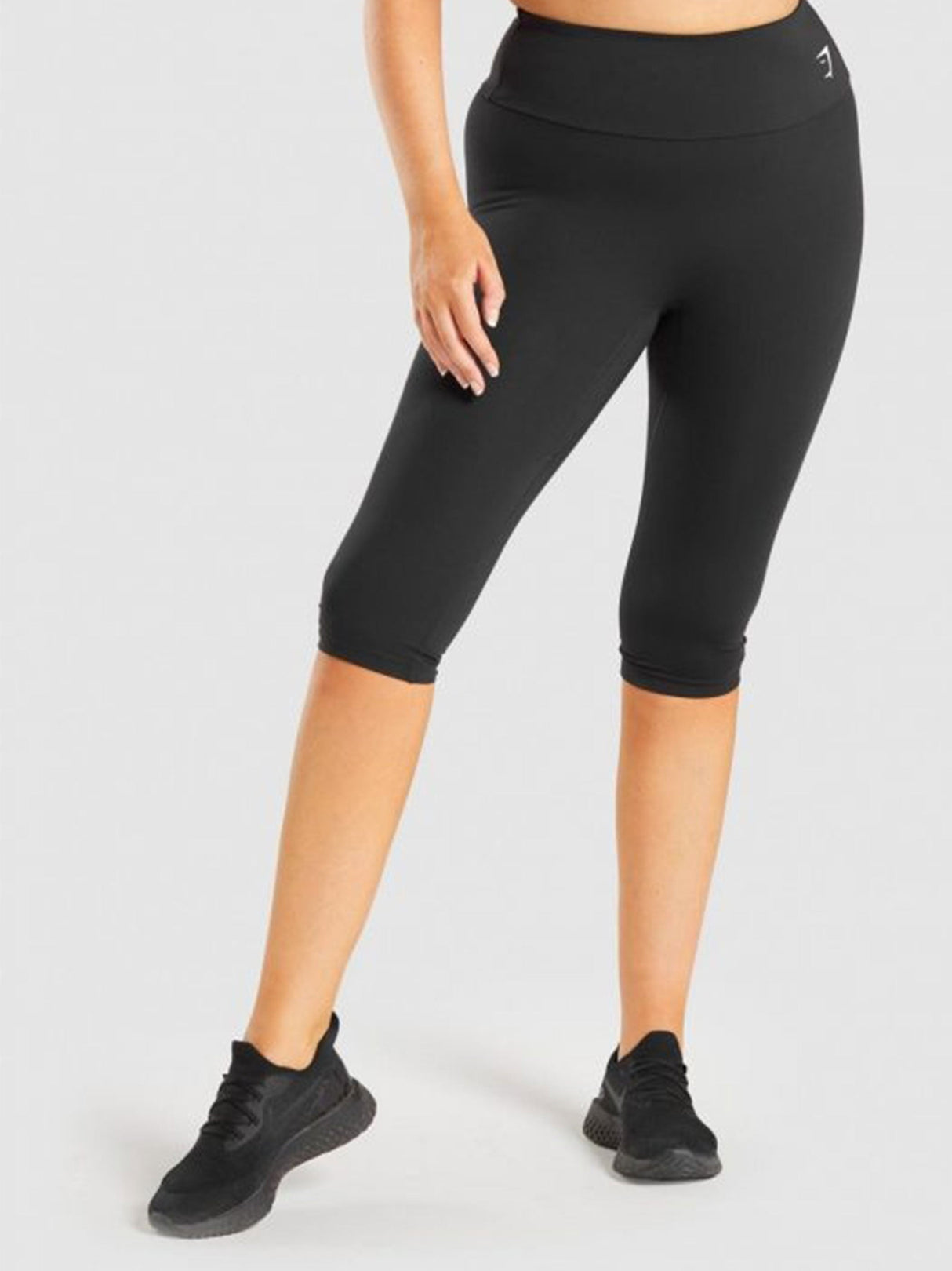 Women's Brand Logo Printed Short Leggings,Black