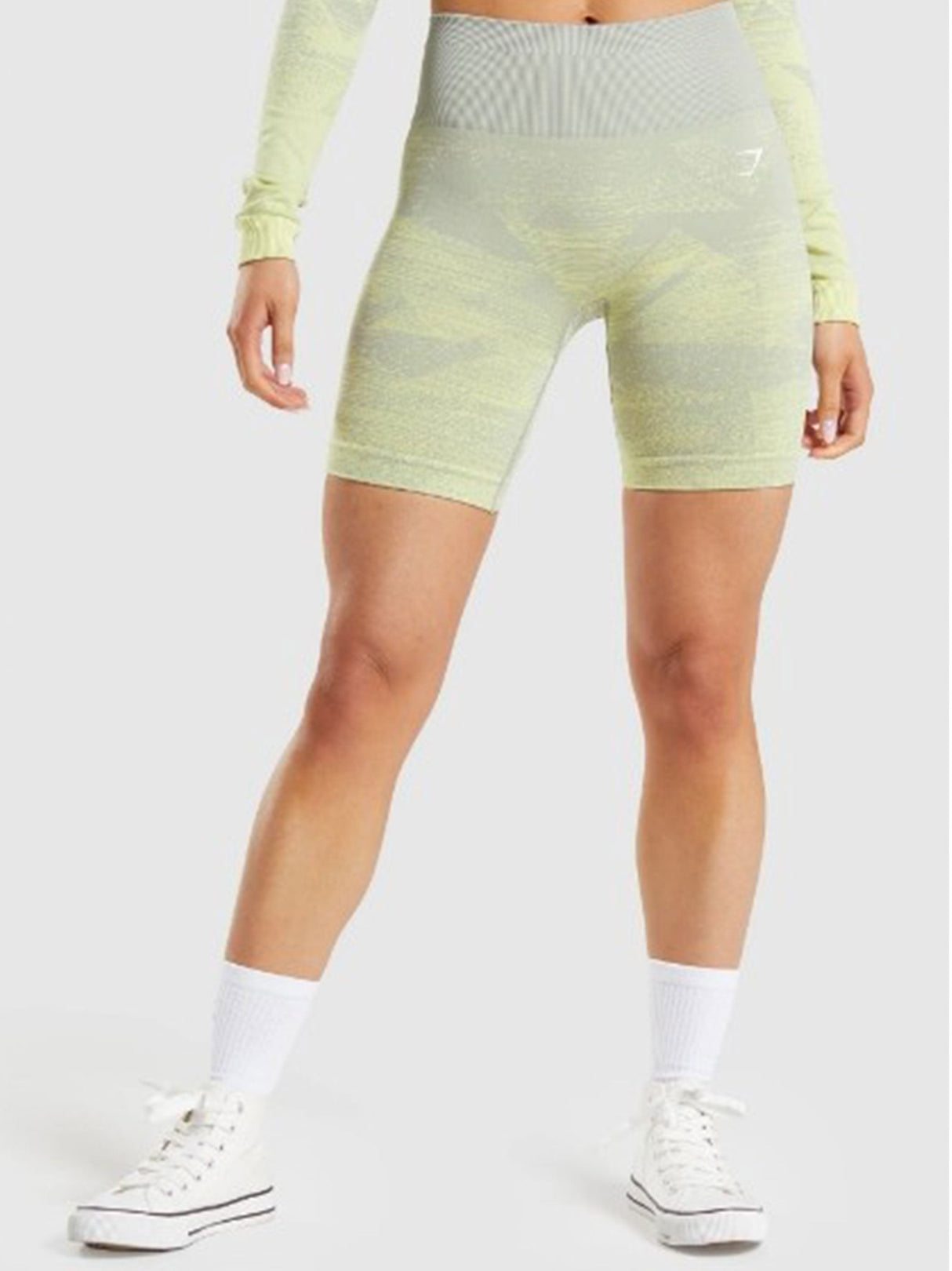 Women's Textured Short Leggings,Olive/Yellow