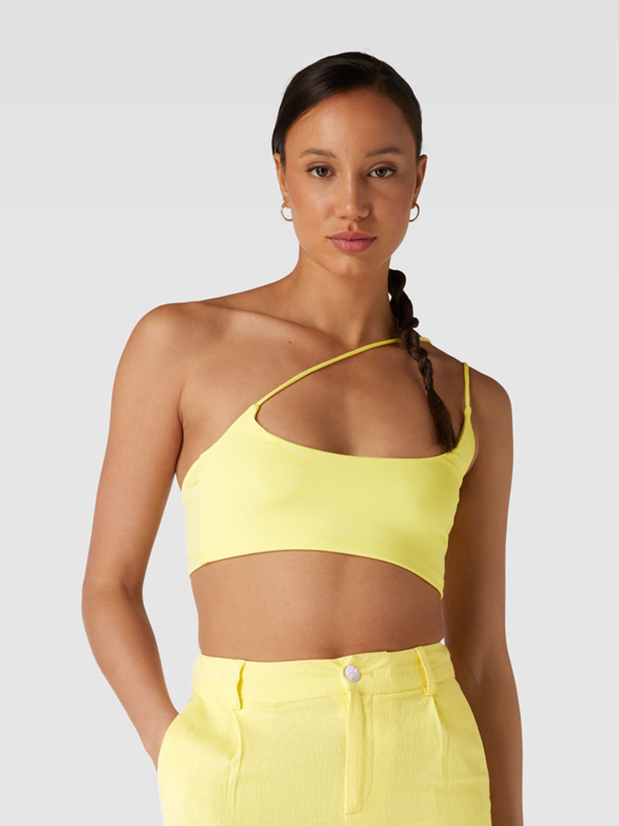 Women's Plain Cropped Top,Yellow