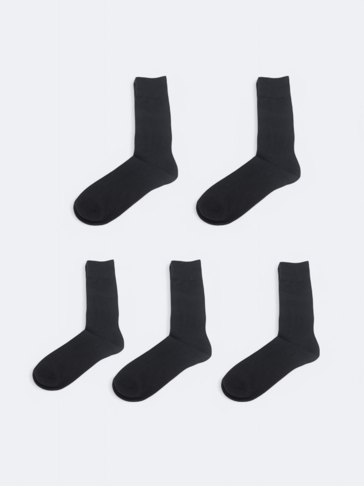 Men's 5 Pairs Plain Long Socks,Black