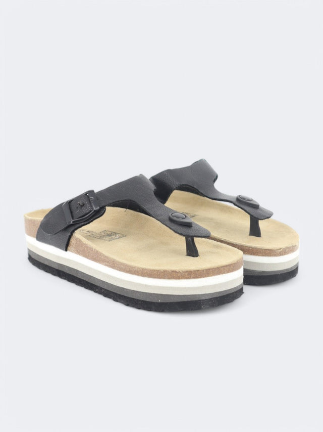 Image for Women's Adjustabe Buckle Slippers,Black