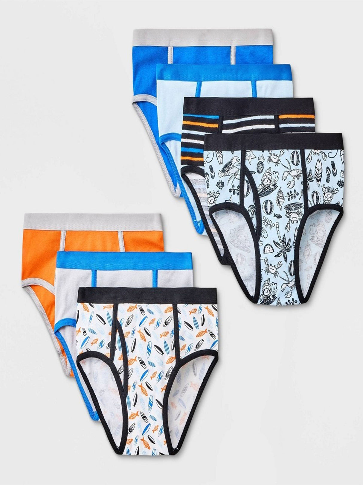 Image for Kid's Boy's 7 Pack Printed Briefs Set,Multi