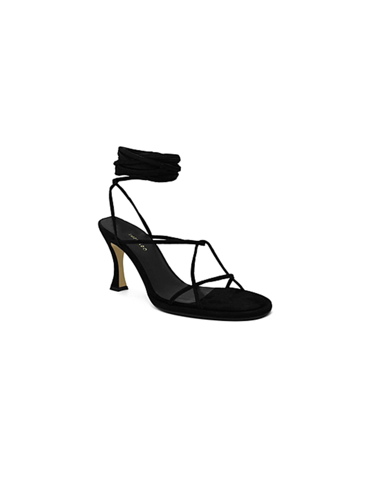 Image for Women's Strappy Leather Heeled Sandal,Black