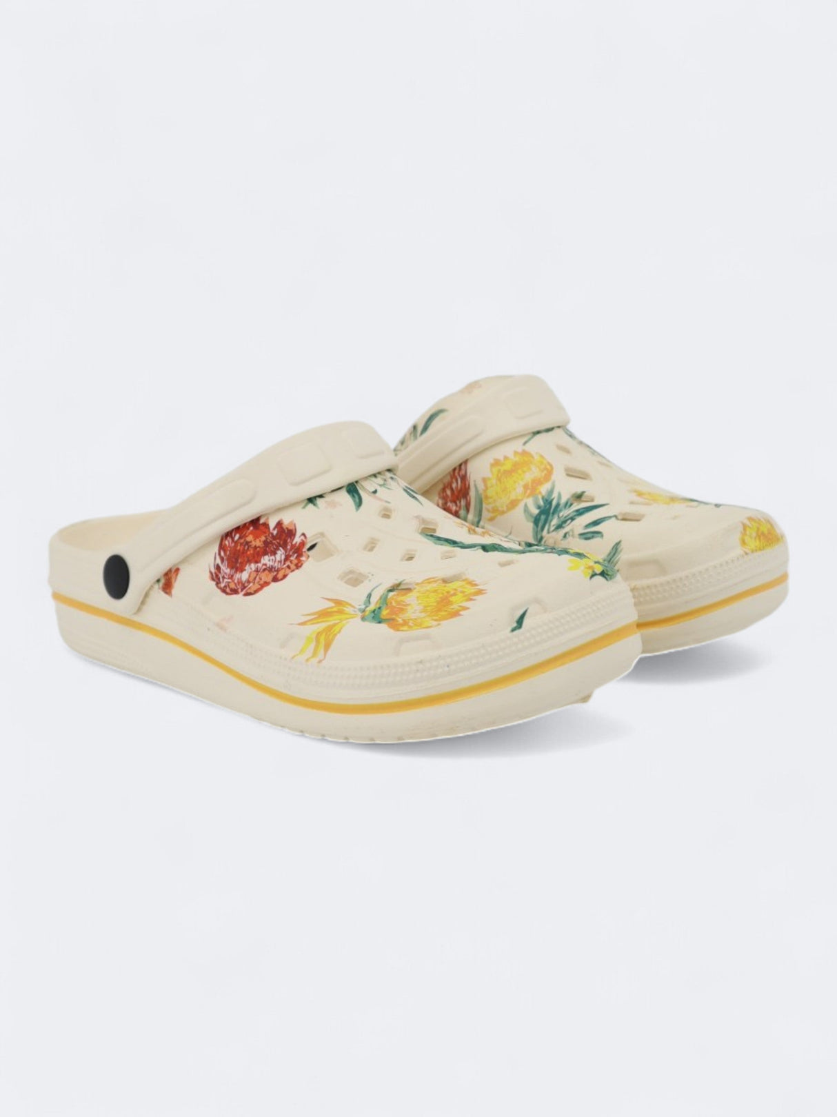 Image for Women's Floral Printed Slippers,Off White