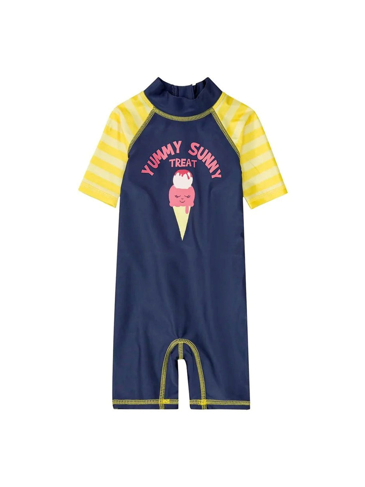 Image for Kid's Girl's Graphic Printed One Piece Swimsuit,Navy/Yellow