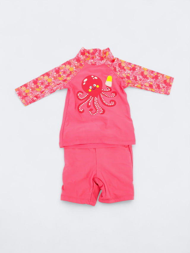 Image for Kid's Girl's 2 Pcs Short And Graphic Tankini Top,Pink