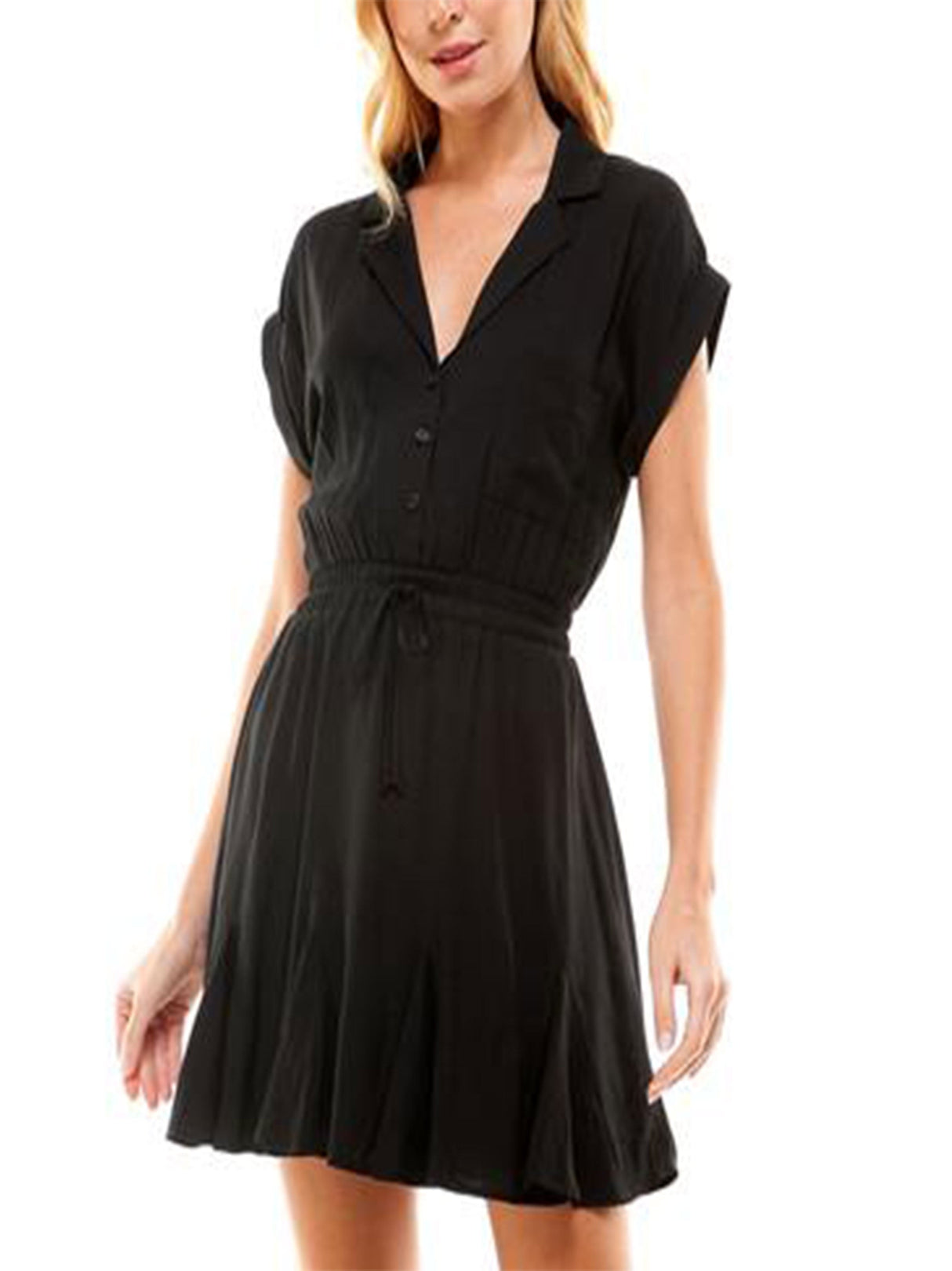 Image for Women's Plain Shirt-Dress,Black