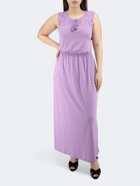 Image for Women's Upper Lace Long Dress,Purple