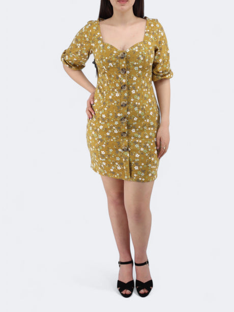 Image for Women's Floral Midi Dress,Moutarde