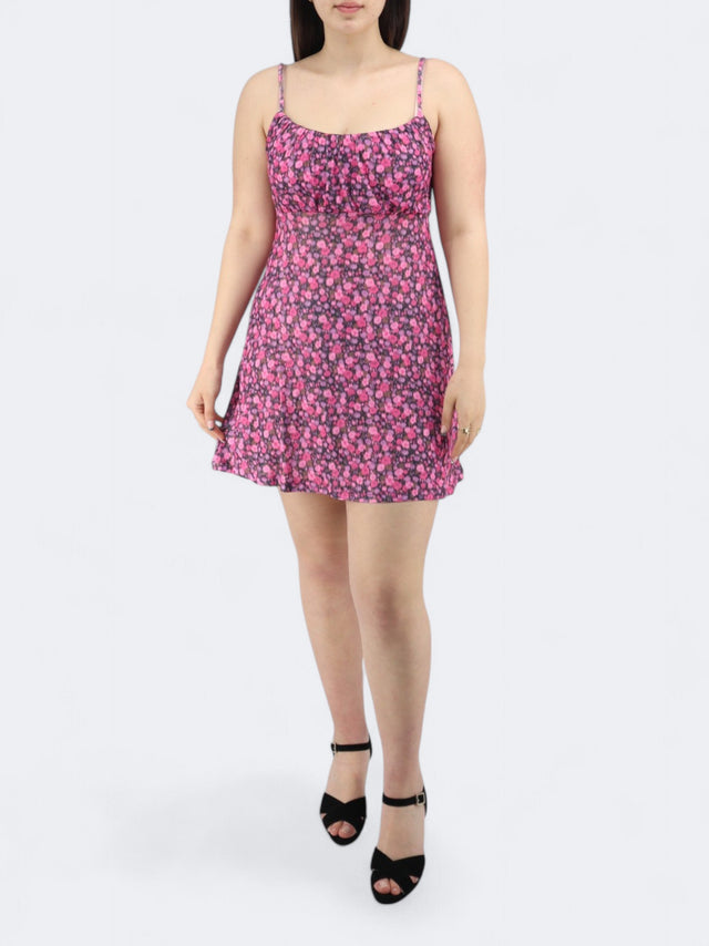 Image for Women's Spaguetti strapes Floral Dress,Rose