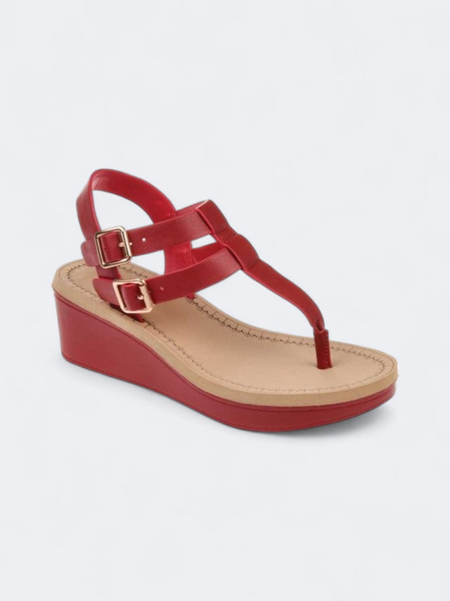 Image for Women's Plain Dual Buckle Adjustable Strappy,Red