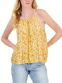 Image for Women's Crochet Floral Printed Trim Tank Top,Yellow