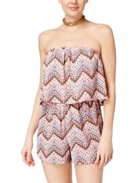 Image for Women's Printed Strapless Popover Romper,Multi