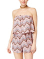 Image for Women's Printed Strapless Popover Romper,Multi