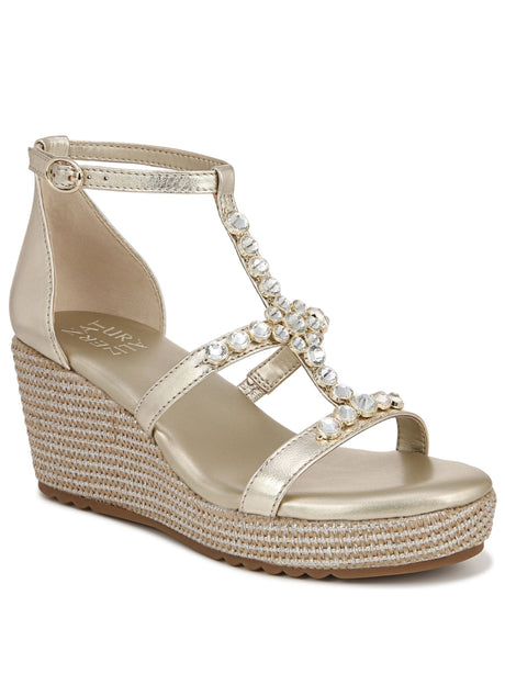 Image for Women's Textured Wedge High Heeled Sandals,Gold