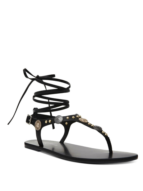 Image for Women's Embellished T-Strap Sandals,Black