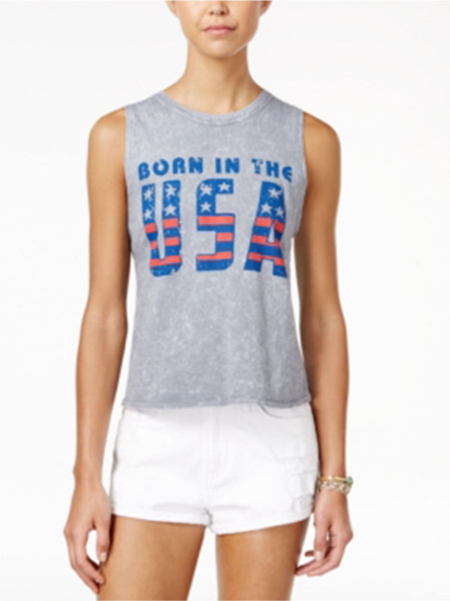 Image for Women's Graphic Printed Tank,Grey