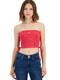 Image for Women's Ribbed Ruched Crop Top,Pink