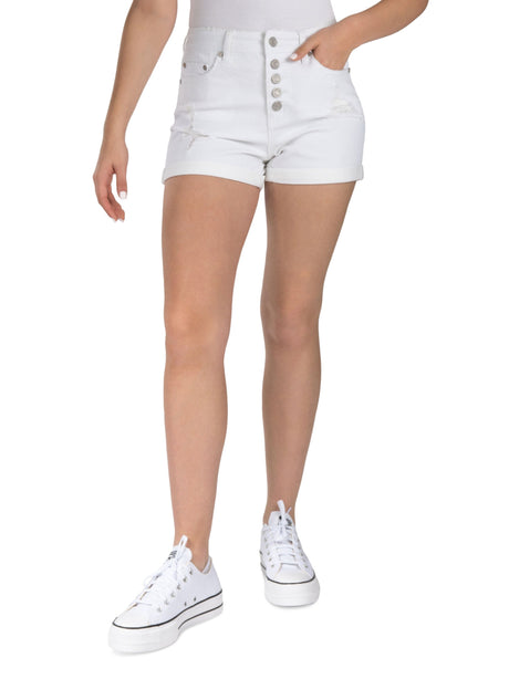 Image for Women's Ripped Denim Shorts,White