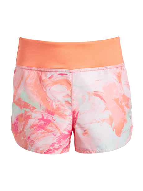 Image for Kids Girl's Printed Scratched Paint Elastic Waist Shorts,Pink/Coral