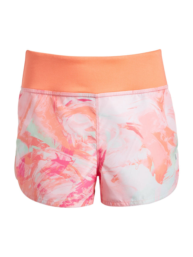 Image for Kids Girl's Printed Scratched Paint Elastic Waist Shorts,Pink/Coral